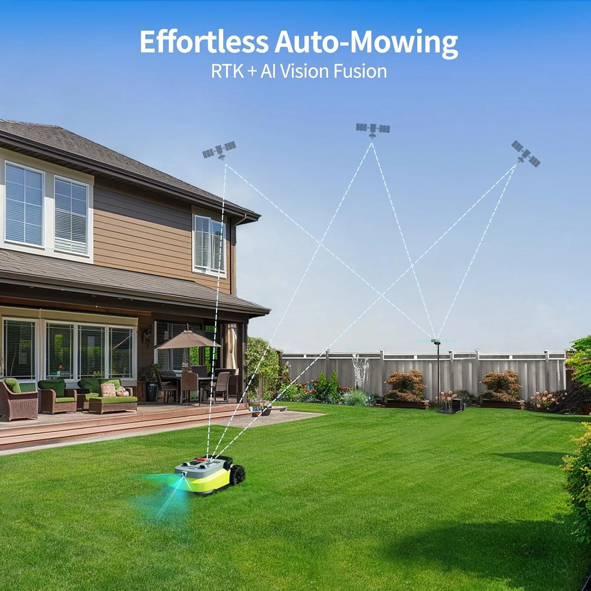 Robot Lawn Mower, RTK+AI Vision Robot Mower for Accurate Navigation & Obstacle Avoidance, No Perimeter Wire, Smart APP Control, Automatic Grass Cutting for Large Lawns, 55% Slopes, 52Db Quiet — product view 2