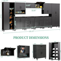 10-Piece Heavy Duty Steel Garage Cabinet System | All-In-One Modular Garage Cabinet Set for Ultimate Workshop Organization | Easy Assembly Garage Storage Cabinets & Tool Bench (Black) — product view 7